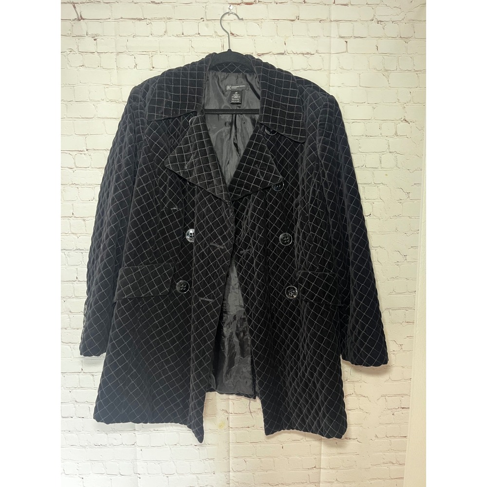 INC International Concepts Black Quilted Velvet Double Breasted Blazer Jacket 2X